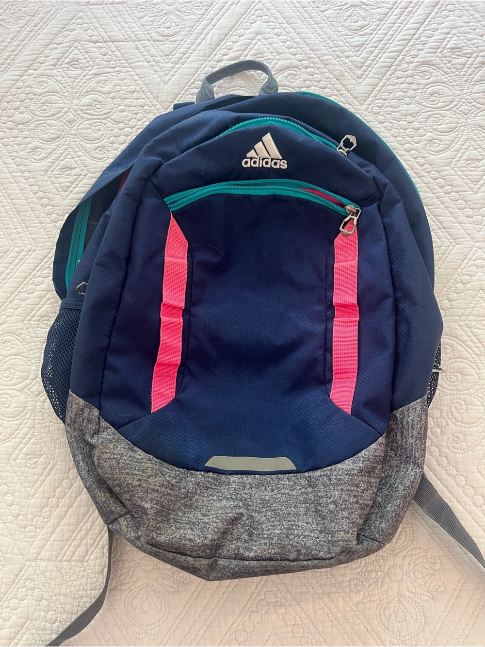 adidas Navy Backpack with Pink and Teal Accents ‘Back to School! 🏫’